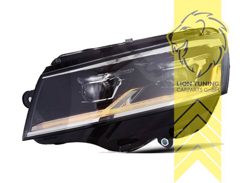 LT Pair LED DRL Halo Lightbar Headlights VW Bus T6 Facelift T6.1 Multivan Caravelle Transporter flatbed black LHD