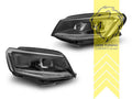 LTG Pair of Xenon HID Design Headlights Clear Glass for VW Caddy 4 IV 2K SA Panel Van Combi 15-20 Black