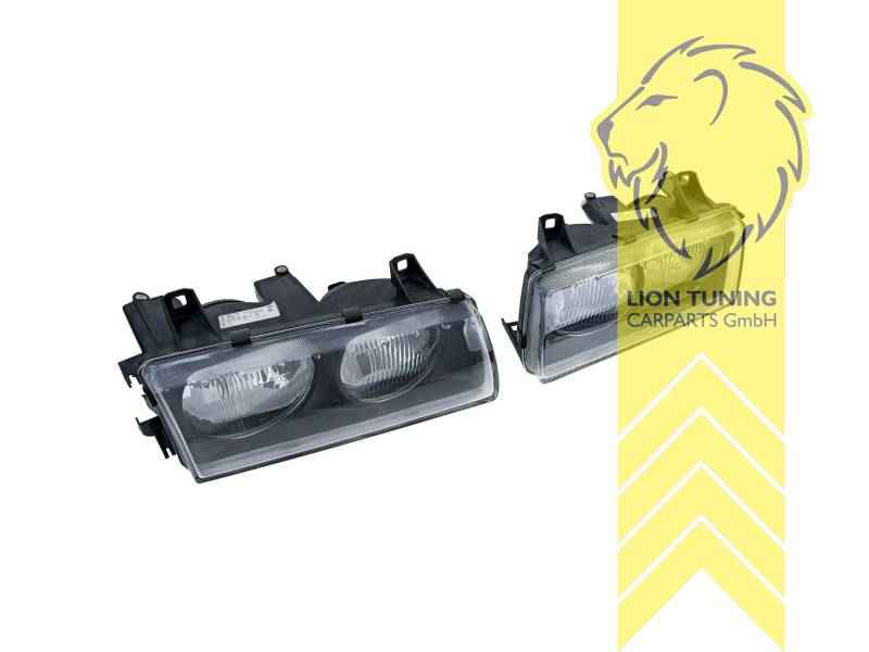 HELLA OE Headlights for BMW E36 Sedan Touring Coupe Convertible - Black (Pair)
