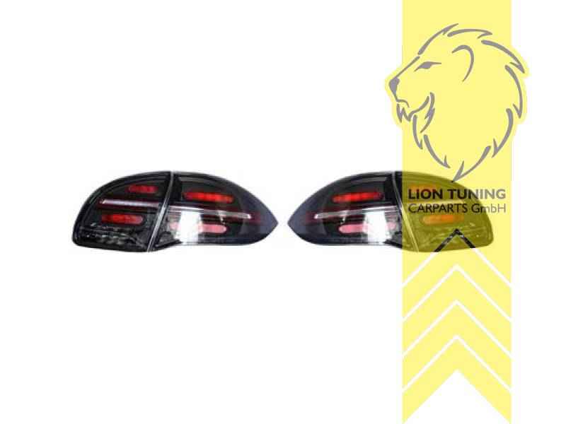 LTG Aftermarket LED Taillights Rear Lights for Porsche Cayenne - Black Smoke (Pair)