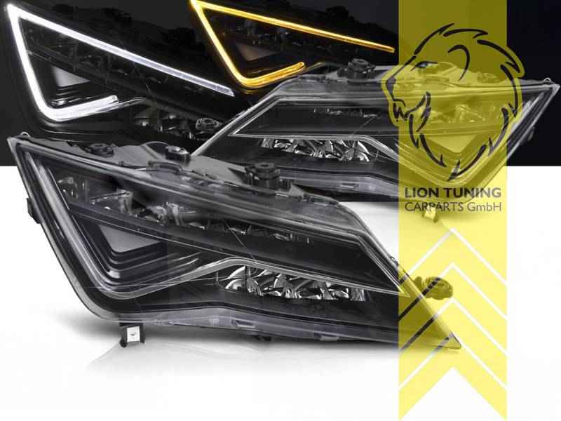 LTG Full LED Headlights Genuine DRL for Seat Leon 5F Sedan ST - Black, also for Facelift (Pair) LHD