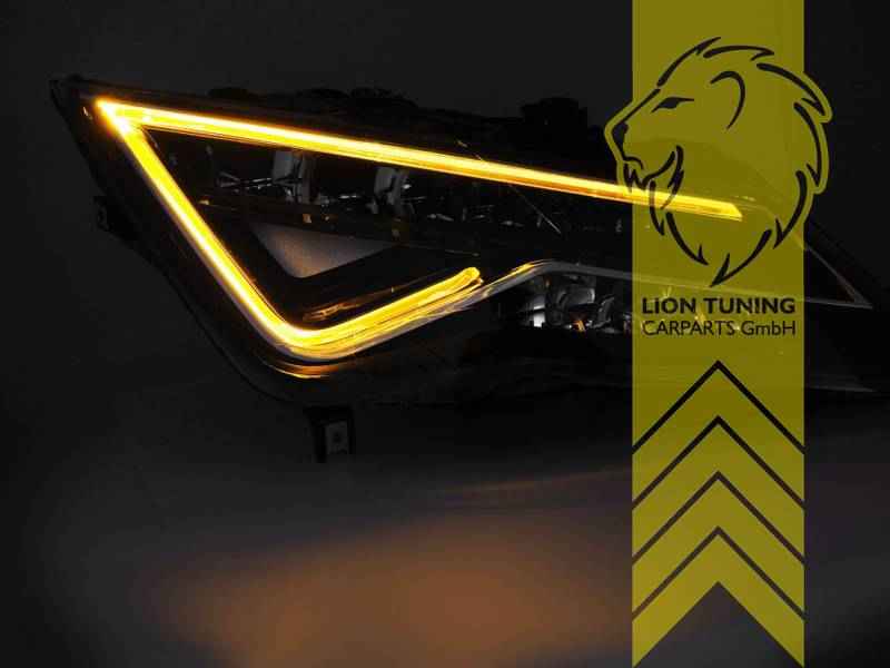 LTG Full LED Headlights Genuine DRL for Seat Leon 5F Sedan ST - Black, also for Facelift (Pair) LHD