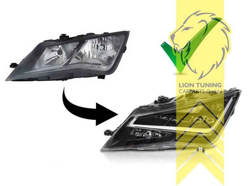 LTG Full LED Headlights Genuine DRL for Seat Leon 5F Sedan ST - Black (Pair) LHD