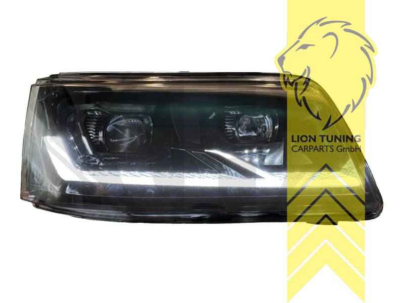 LTG Aftermarket Full LED Headlights Genuine DRL for VW T5 Multivan Caravelle Transporter Flatbed - Black (Pair) LHD