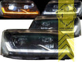 LTG Aftermarket Full LED Headlights Genuine DRL for VW T5 Multivan Caravelle Transporter Flatbed - Black (Pair) LHD