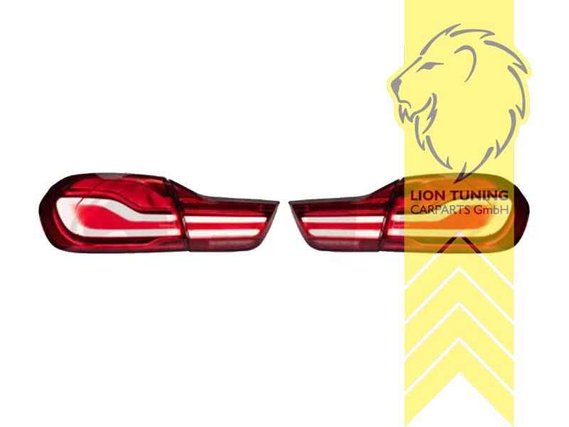 LTG Light Bar LED Taillights Rear Lights for BMW 4 Series F32 F33 F36 M4 F82 F83 Coupe Convertible - Red (Pair)