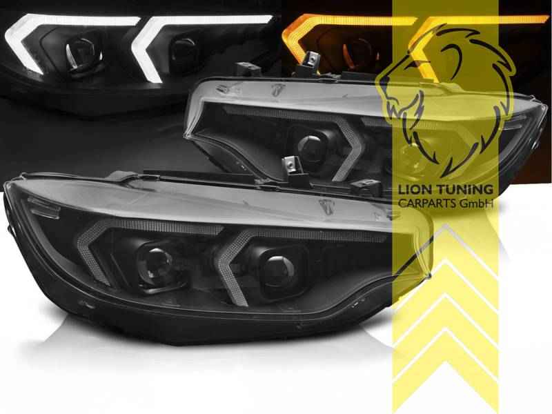 LTG Aftermarket Full LED Headlights Genuine DRL for BMW F32 Coupe F33 Convertible - Black (Pair) LHD