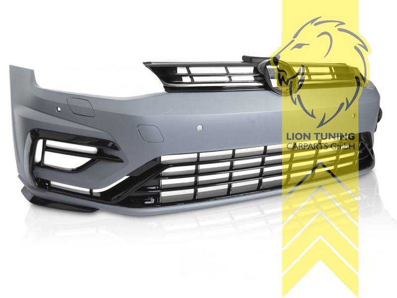 Close-up detail of primed VW Golf 7 Look 7.5 front bumper