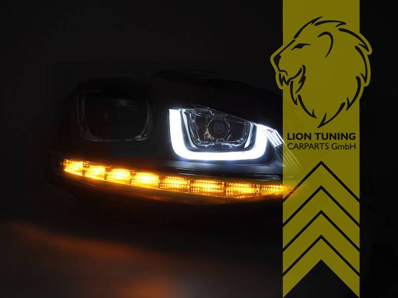 Dynamic LED turn signal detail on Volkswagen Golf 7 headlight