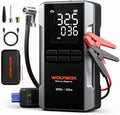 WOLFBOX 2000A Jump Starter Power Pack with Air Compressor, 12V Car Battery Booster Jump Starter for 5L Gas Engines, 37Wh Portable Tire Inflator with LED Display, LED Light, Jump Leads