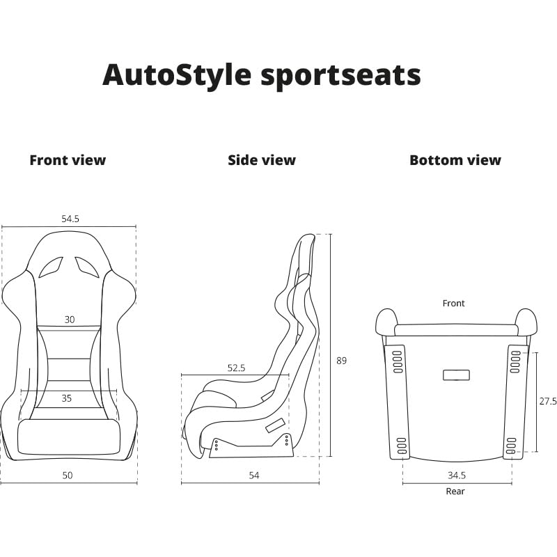 AutoStyle Sport seat 'K5' - Black/Red - Non-reclinable back-rest - incl. slides