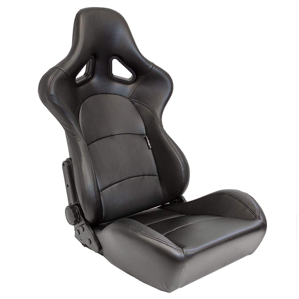 AutoStyle Sport seat 'Classic' - Black Synthetic leather - Non-reclinable back-rest - incl. slides