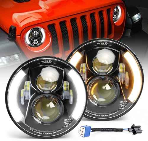 CO LIGHT 2pcs 7 Inch LED Headlights Hi/Lo Beam 7’’ Round Headlight H6024 LED Headlight Replacement Compatible withS2 for Wrangler JK CJ TJ