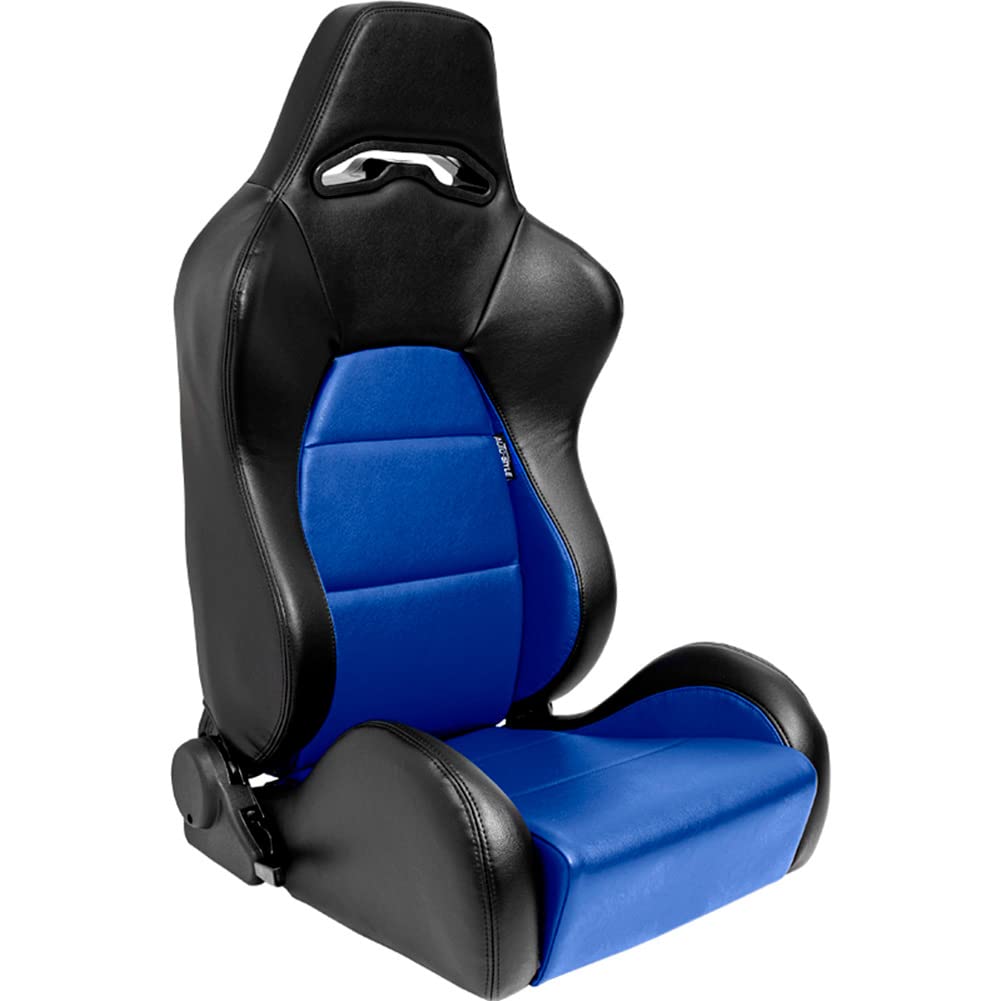 AutoStyle Sport seat 'Classic' - Black Synthetic leather - Non-reclinable back-rest - incl. slides