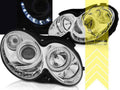 LTG Pair LED DRL Headlights Mercedes CLK C209 A209 02-10 Coupe Cabrio Chrome LHD