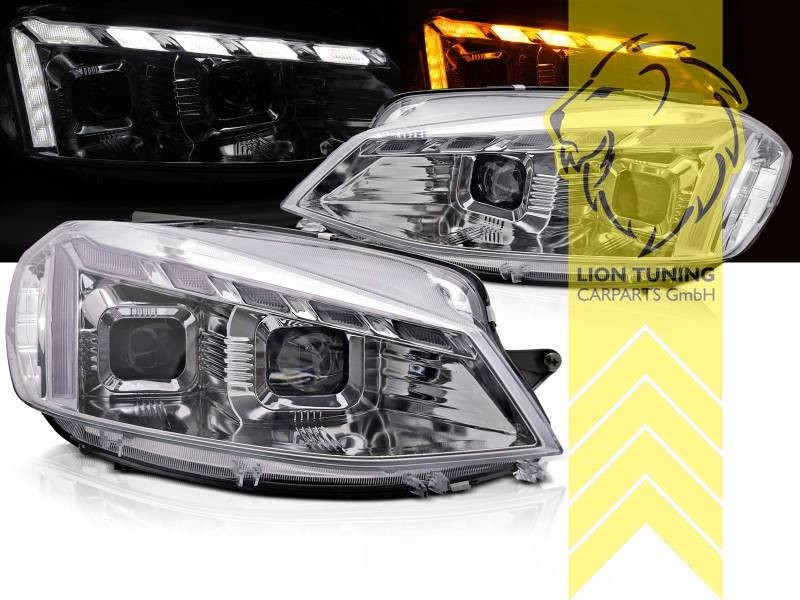 LT Pair LED DRL Lightbar Headlights VW Golf 7 5G1 BE1 BA5 Limo Variant chrom LHD