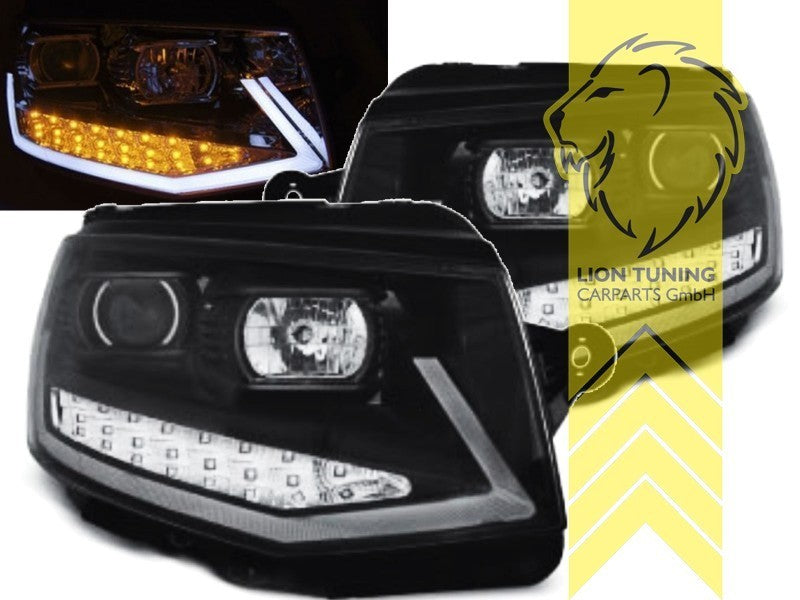 LTG Pair LED DRL Headlights VW T6 Bus Transporter Van Camper black 15-19 LHD