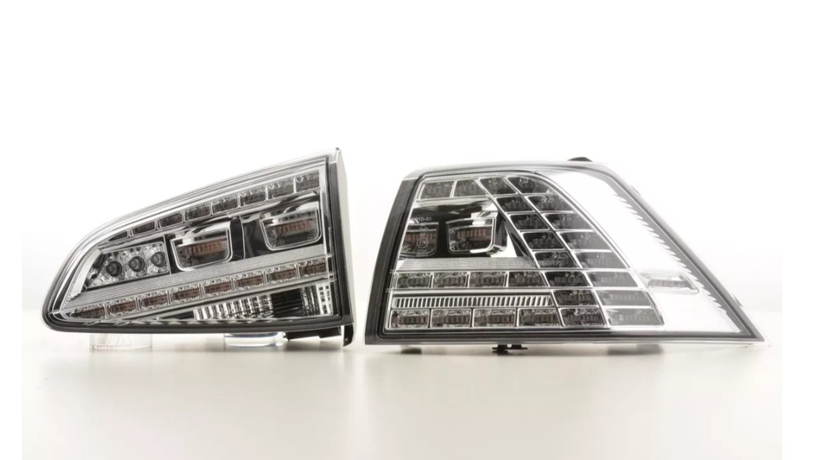 FK VW Golf 7 MK7 R LED DRL CLEAR Chrome Rear Lights Dynamic Tail Taillights 12+ LHD & RHD Clear FKRLXL15009