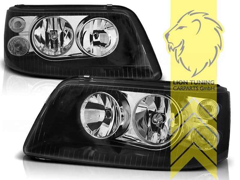 LTG Pair Halogen DE Double Headlights VW T5 Transporter Bus Van Black LHD