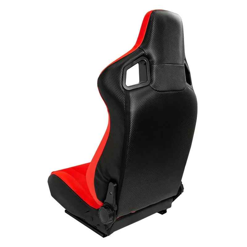 ATST x1 RK Universal Bucket Seats Red & Carbon Fibre Back Faux Leather + slides