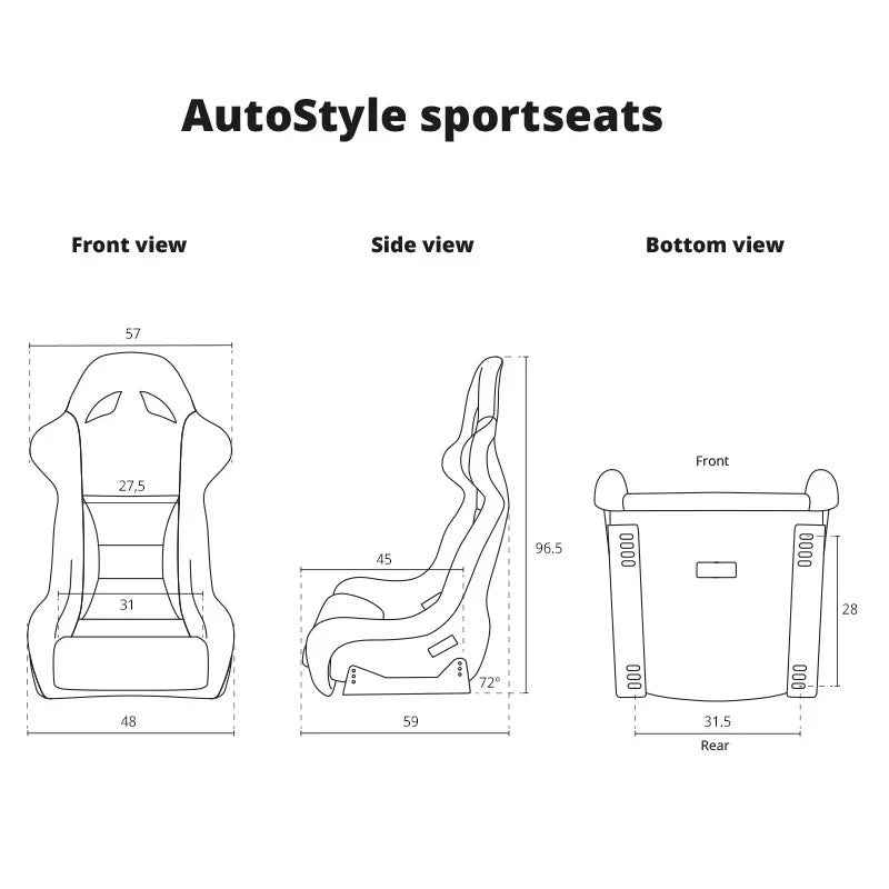 ATST x1 MO Universal Fixed Hard Back Bucket Seat Red HD Textile Fabric + slides