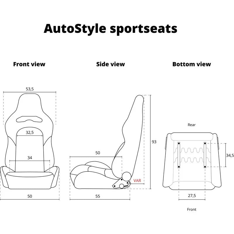 ATST x1 Universal Car Van Camper Sim Bucket Seat Black Synth Leather Red Stitch