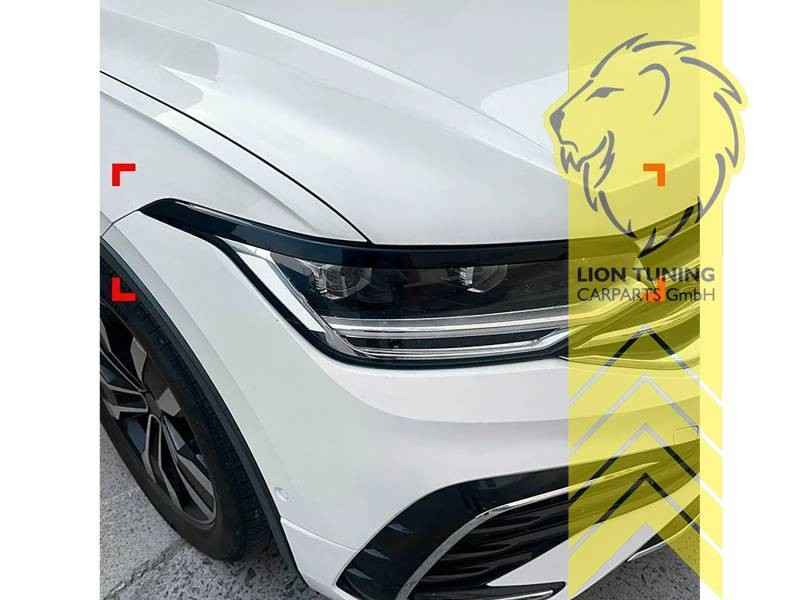 LT Headlight eyebrow covers shades trims VW Tiguan AD1 20+ glossy black ABS