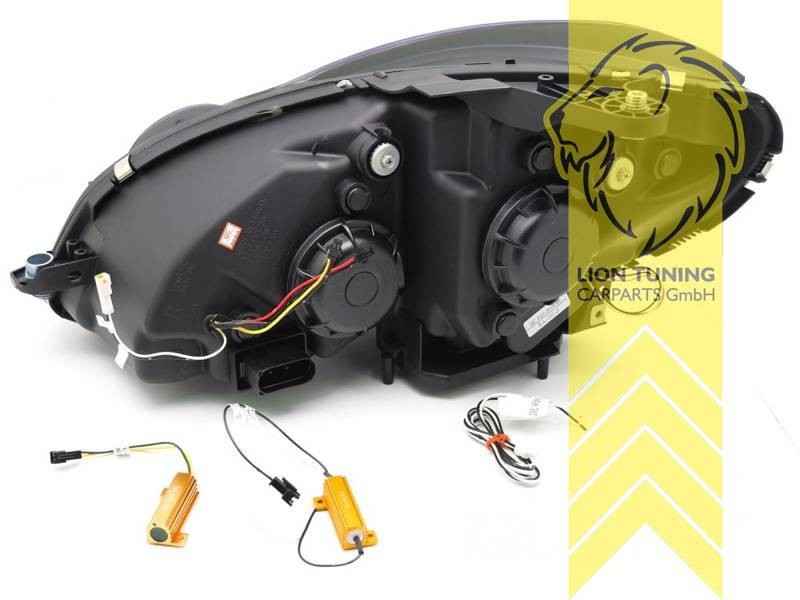 LT LED DRL Lightbar Headlights Mercedes Benz W204 S204 C-Class black LHD