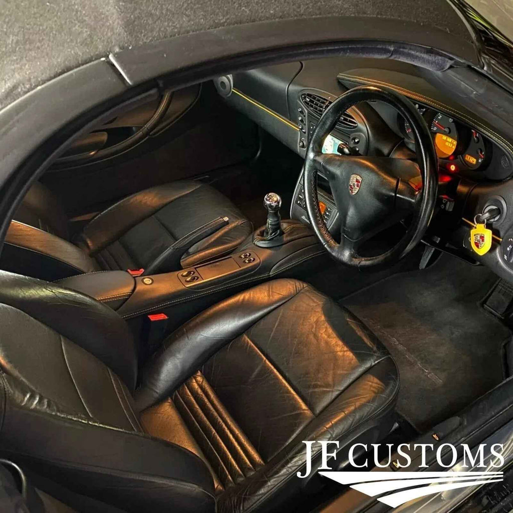 BLACK STITCH FULL CENTRE CONSOLE REAL LEATHER COVERS PORSCHE BOXSTER 986 96-04