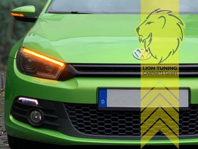 LT LED DRL Lightbar Headlights VW Scirocco 137 138 3 08-14 black Xenon D1S LHD