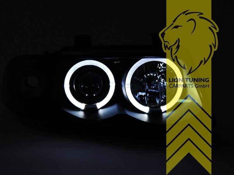 LTG LED DRL Halo Headlights Audi A4 B5 8D 94-98 Sedan Avant Black LHD