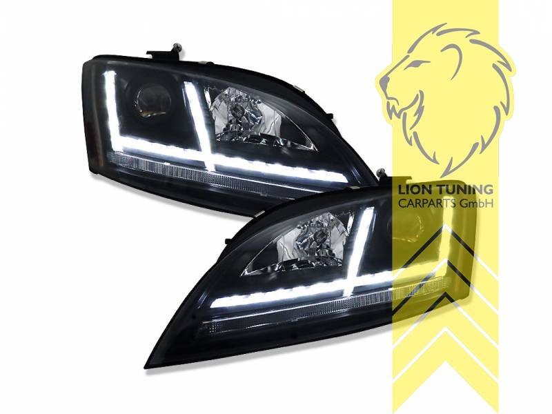 LT Pair LED Halo DRL Lightbar Headlights Audi TT 8J Coupe Cabrio black LHD