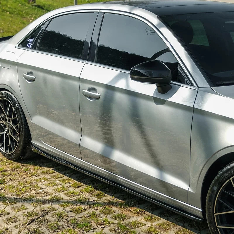 OW Side Skirts Extensions Audi A3 8V Sedan Facelift 16-20 Gloss Black ABS Screws