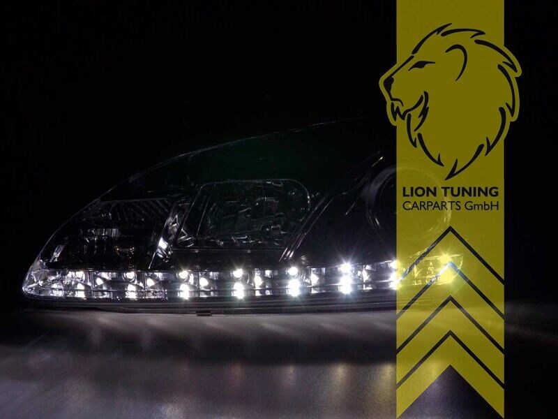 LT LED DRL Halo Lightbar Headlights Ford Focus 2 MK2 04-08 Chrome LHD