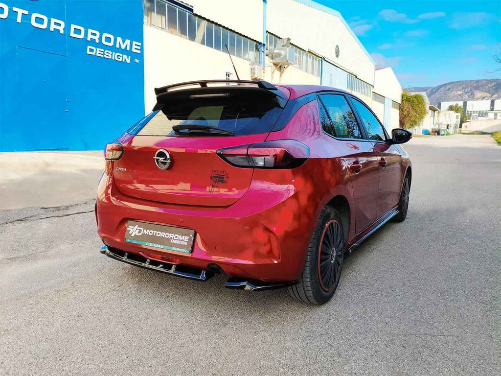 Motordrome Design Rear Bumper Splitter Diffusor Opel Corsa F 19+ Glossy Black