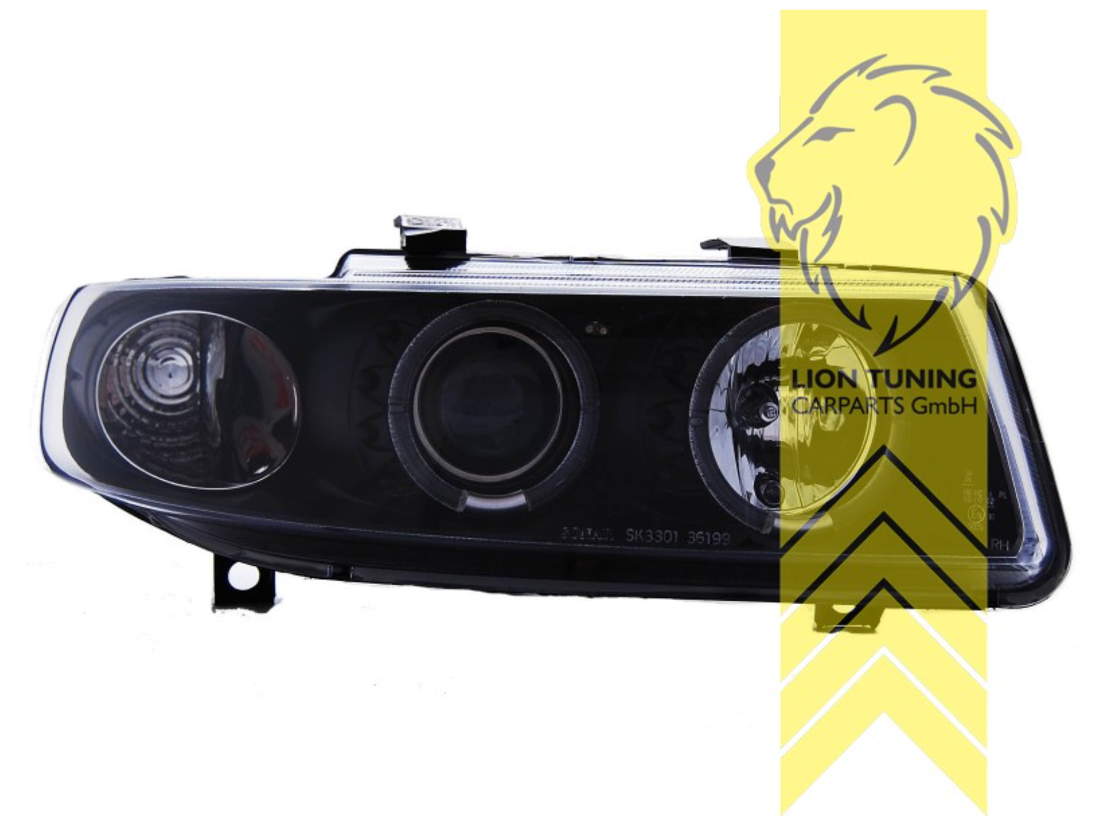 LT LED DRL Lightbar Halo Ring Headlights Seat Leon 1M Toledo 1M black LHD