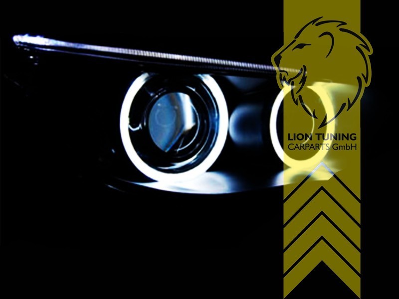 LT Pair LED DRL Halo Headlights BMW E60 Limo E61 Touring black XENON 03-04 LHD