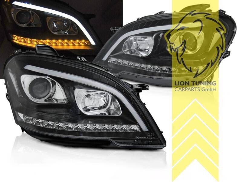 LT LED DRL Lightbar Halo Headlights Mercedes W164 ML M-Class Facelift 08-11 black LHD