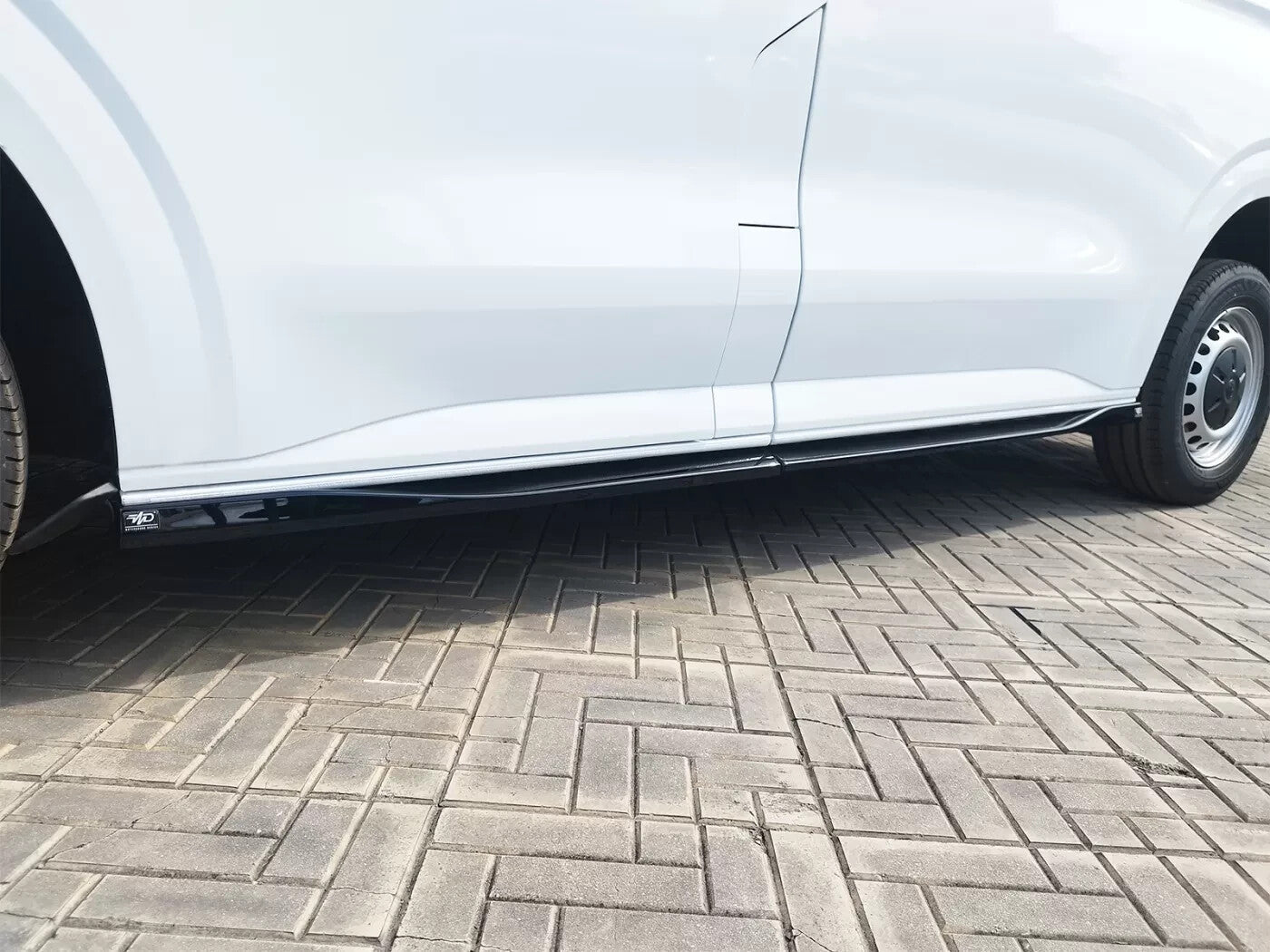 Motordrome Side Skirts Extensions Ford Transit Custom Mk2 L1 VW T7 Gloss Black
