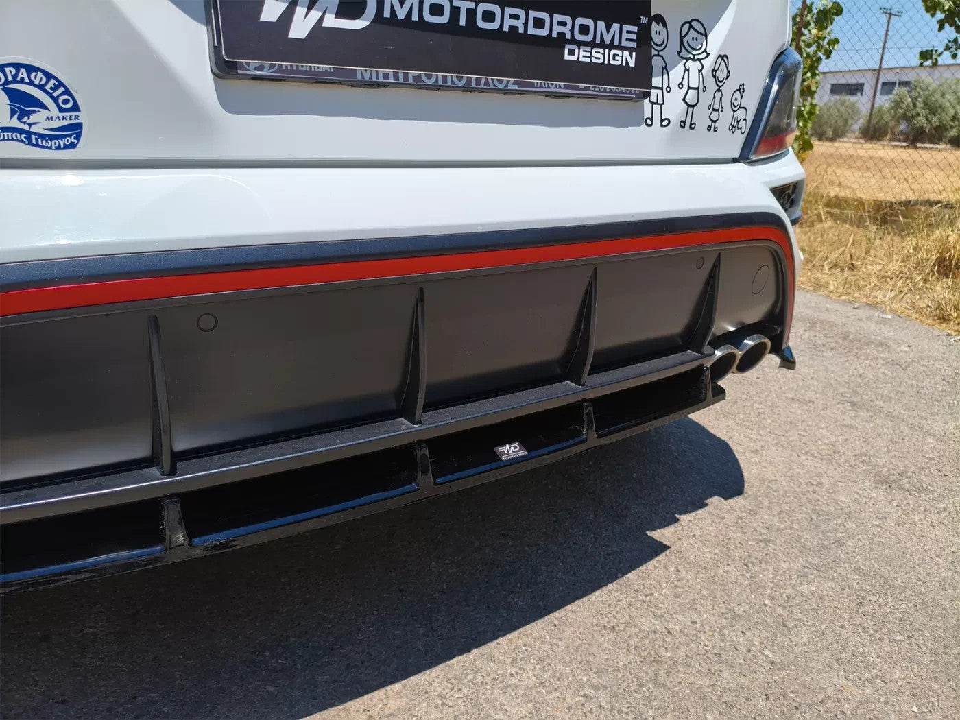 Motordrome Rear Diffusor Splitter Hyundai Kona Ν N-Line Mk1 Facelift Gloss Black
