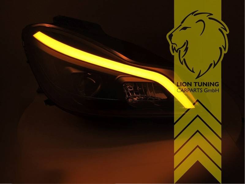 LT LED DRL Lightbar Headlights Mercedes Benz W204 S204 C-Class black LHD