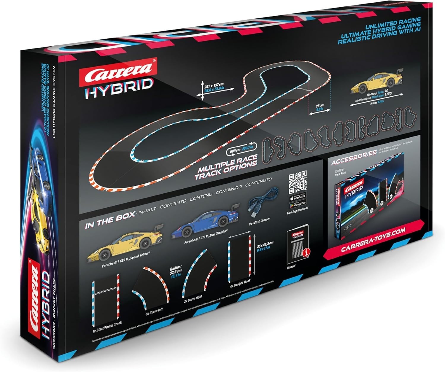Carrera HYBRID Runaway Chase AI-Integrated Car Racing Track Set - NO CARS Includ
