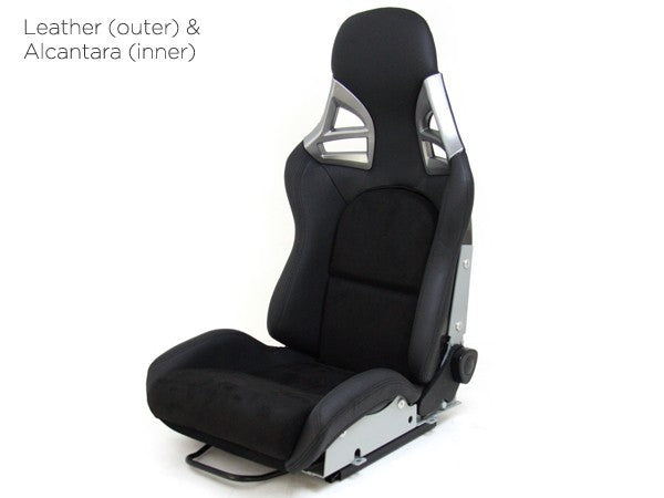 DTK Pair Universal Aftermaket PORSCHE Style 4 Bucket Seats black Synth L slides