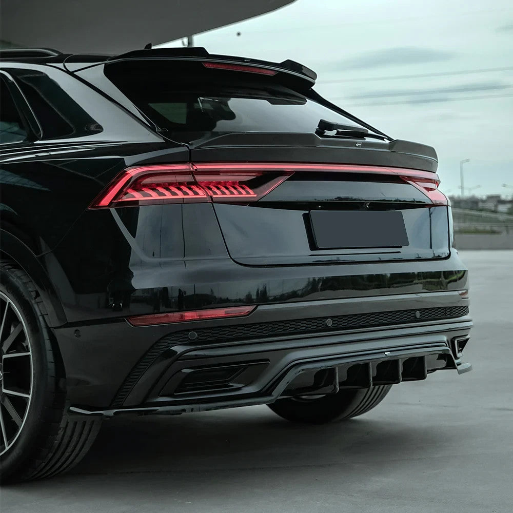 OW Rear Bumper Diffusor Splitter AUDI Q8 S-Line Mk1 2018-2023 Gloss Black