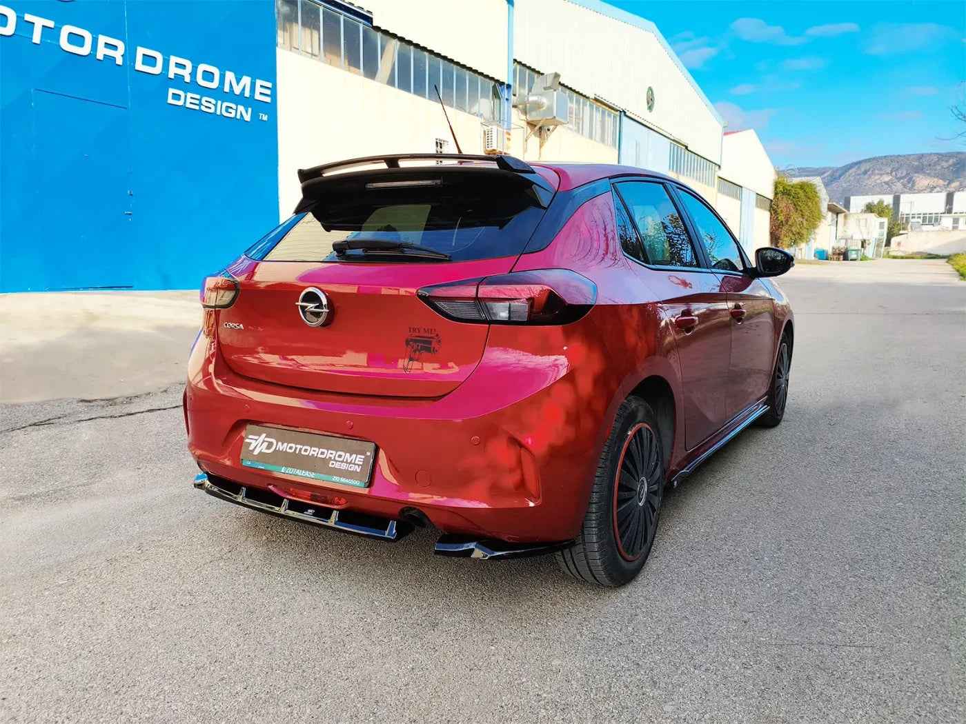 Motordrome Design Rear Bumper Splitter Diffusor Opel Corsa F 19+ Glossy Black