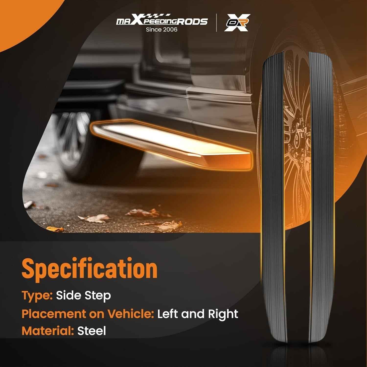 MXPR 2pc Side Steps Range Rover Sport Vogue L405 L494 13-22 Rails Running Boards