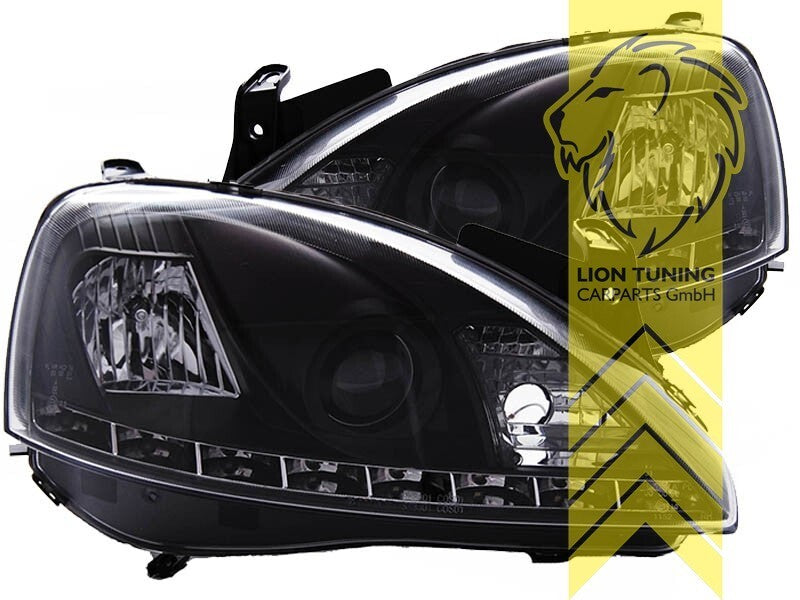 LT Pair LED DRL Angel Eye Halo Ring Headlights Opel Corsa C Combo C black LHD
