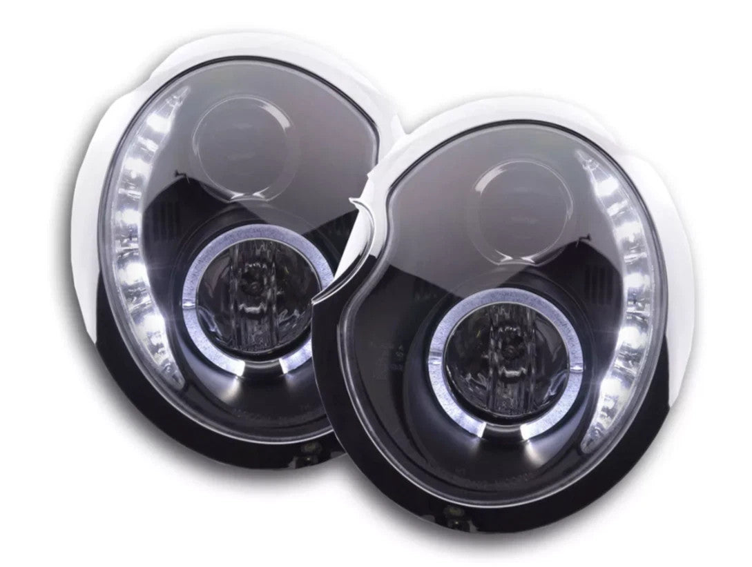 FKA Angel Eyes Headlights BMW Mini Cooper S JCW R50 R53 01-06 Black LHD