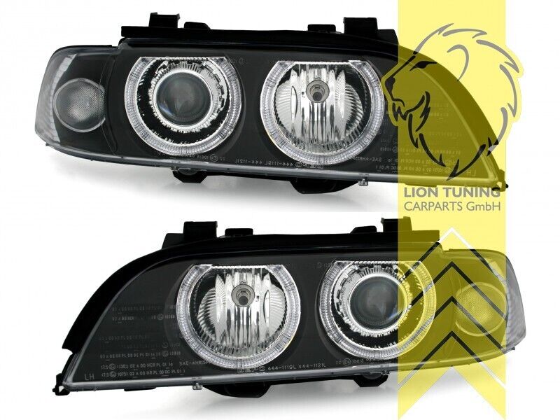 LT LED DRL Halo Ring Angel Headlights BMW E39 95-00 Limo Touring black LHD