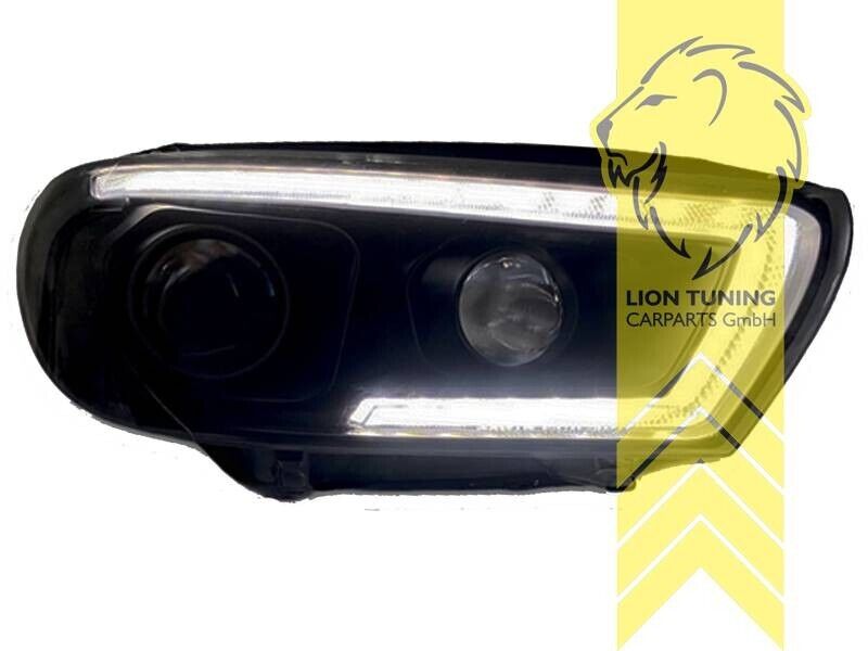 LT LED DRL Lightbar Headlights VW Scirocco 137 138 3 08-14 black HALOGEN LHD